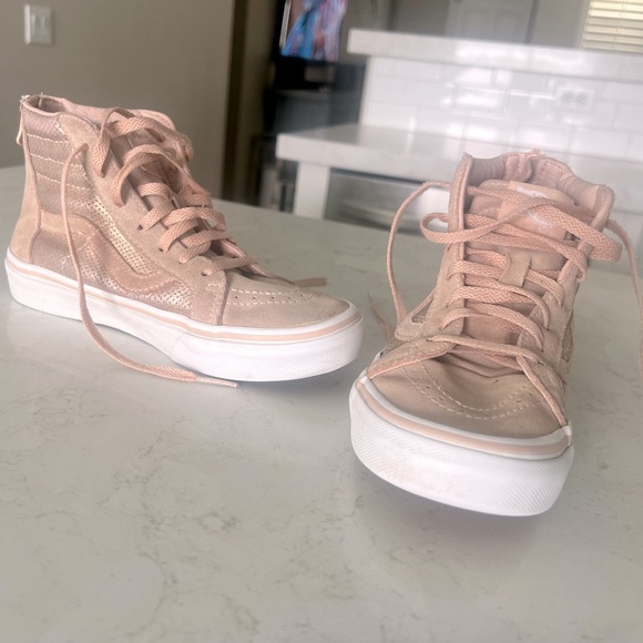 Kids Vans High-Top Zipper-Back Mauve/Dusty Rose Gold Size 3 Kids - Picture 1 of 3